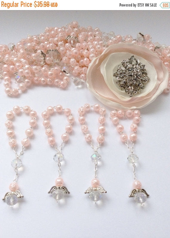 baptism favor, 50 pcs Angel Pearl First communion favors Recuerditos Bautizo 50pz/ Mini Pearl Rosary Baptism Favors