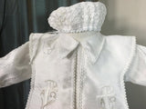 Ben white Baptism outfit for Boy, Four piece Christening set, Blessing outfit, Traje de Bautizo, Ropon del papa para nino, Ajuar Bautismal