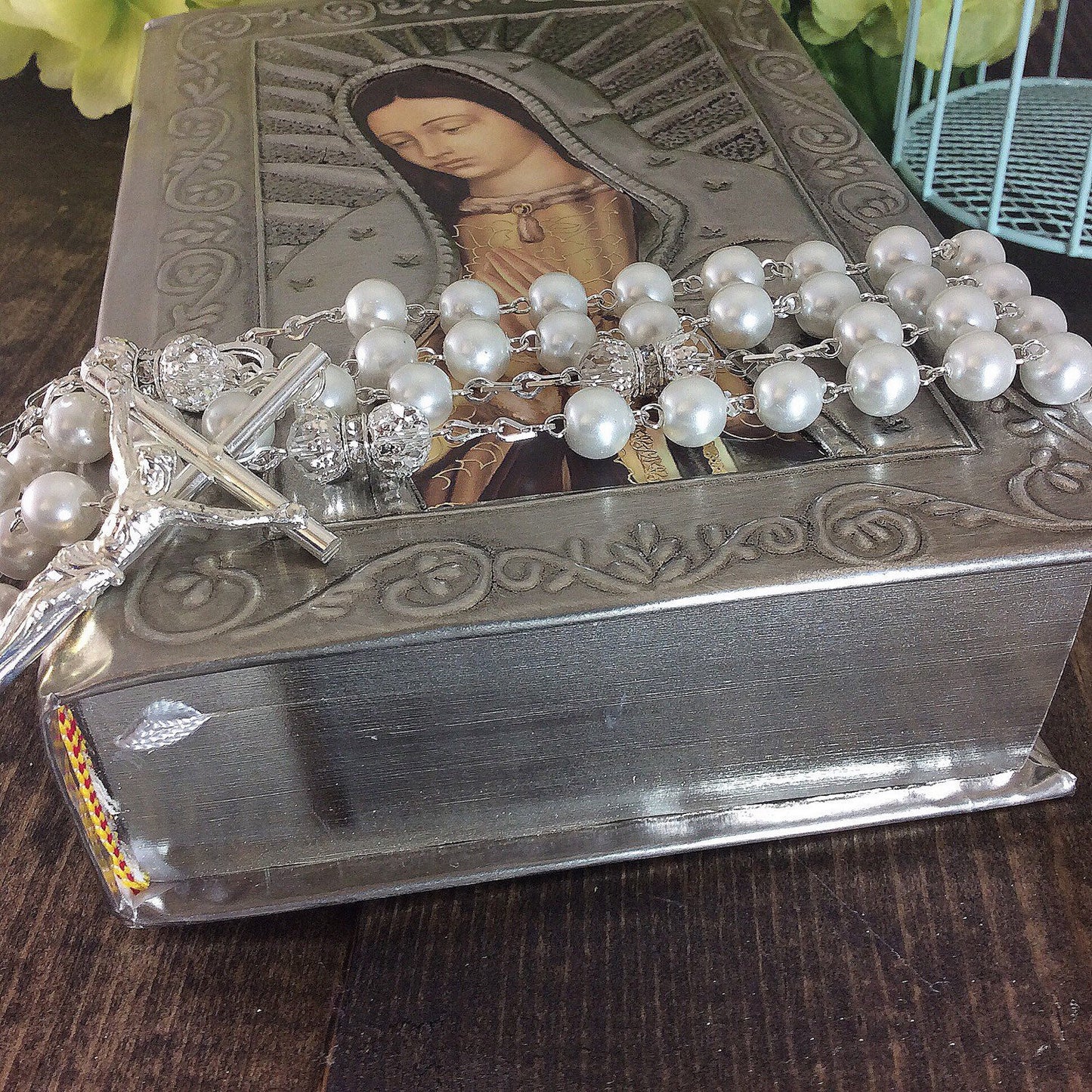 Bible, Wedding Bible, Baptism Bible, Communion Bible, Virgen de Guadalupe Raised repujado