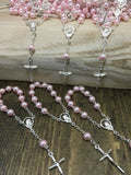 baptism favor/110pcs Glass pearl Rosary/mini rosaries/First communion favors Recuerditos Bautizo/ Mini Rosary Baptism Favors