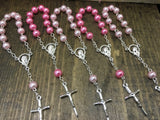 baptism favor/110pcs Glass pearl Rosary/mini rosaries/First communion favors Recuerditos Bautizo/ Mini Rosary Baptism Favors