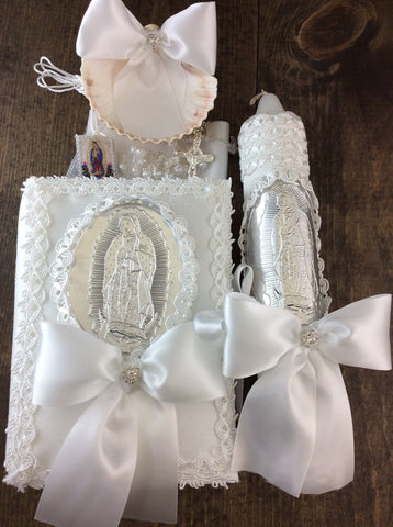 SALE!!! Baptism candle set, Virgen de Guadalupe