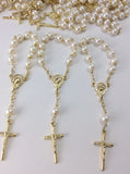 35 pcs Glass pearl Mini Rosaries, Decade Rosaries, First communion favors Recuerditos Bautizo / Mini Rosary Baptism Favors 35 pcs