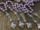 Rosary beads, 30 pcs Angel First communion favors Recuerditos Bautizo 30pz/ Mini Pearl Rosary Baptism Favors