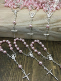 25 pcs Glass Pearls Rosaries/Mini rosaries/Decade rosaries/First communion favors Recuerditos Bautizo/ Mini Rosary Baptism Favors 25 pcs
