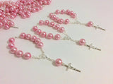 rosary beads, mini rosaries 30 pcs 10mm Glass Pearl Rosaries, First communion favors Recuerditos Bautizo 30pz/ Mini Pearl