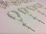 baptism gift, mini rosary 35 pcs 10mm Glass Pearl Rosaries/First communion favors Recuerditos Bautizo 35pz/Mini Pearl Rosary Baptism Favors